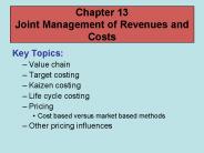 Chapter 13 Joint Management of Revenues and Costs