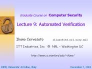 Graduate Course on Computer Security Lecture 9: Automated Verification