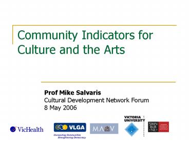 Community Indicators for Culture and the Arts