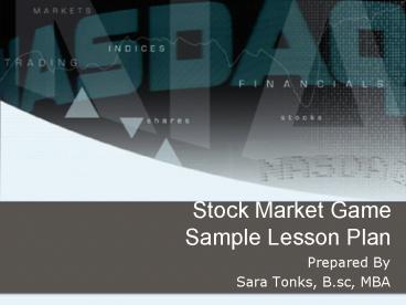 Stock Market Game Sample Lesson Plan