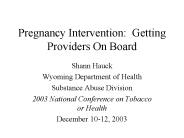 Pregnancy Intervention: Getting Providers On Board