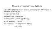 Review of Function Overloading