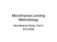 Microfinance Lending Methodology PowerPoint PPT Presentation