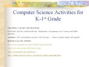Computer Science Activities for K-1st Grade
