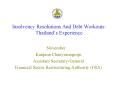 Insolvency Resolutions And Debt Workouts: Thailands Experience PowerPoint PPT Presentation