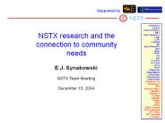 NSTX research and the connection to community needs
