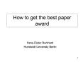 How to get the best paper award PowerPoint PPT Presentation