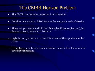 The CMBR Horizon Problem