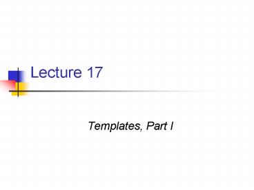 Templates, Part I