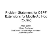 Problem Statement for OSPF Extensions for Mobile Ad Hoc Routing