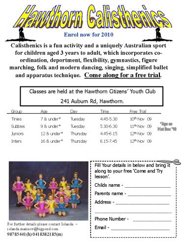 Hawthorn Calisthenics