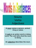 Nouns Verbs Adjectives PowerPoint PPT Presentation