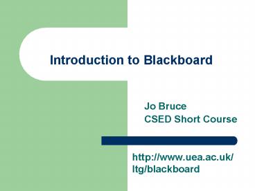 Introduction to Blackboard