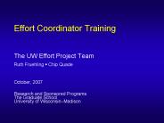 Effort Coordinator Training