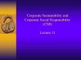 Corporate Sustainability and Corporate Social Responsibility CSR Lecture 11 PowerPoint PPT Presentation