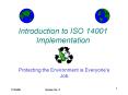 Introduction to ISO 14001 Implementation PowerPoint PPT Presentation