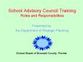 School Advisory Council Training Roles and Responsibilities PowerPoint PPT Presentation