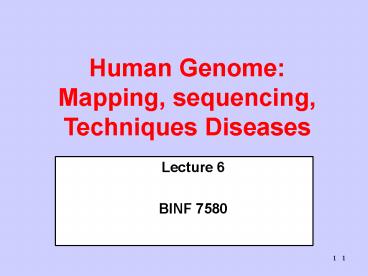 Human Genome: Mapping, sequencing, Techniques Diseases