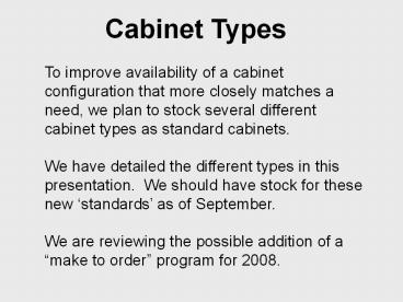 Cabinet Types
