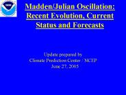 MaddenJulian Oscillation: Recent Evolution, Current Status and Forecasts