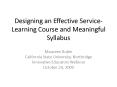 Designing an Effective Service-Learning Course and Meaningful Syllabus PowerPoint PPT Presentation