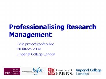 Professionalising Research Management