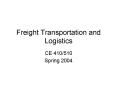 Freight Transportation and Logistics PowerPoint PPT Presentation