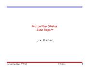 Proton Plan Status June Report