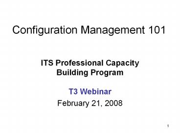 Configuration Management 101