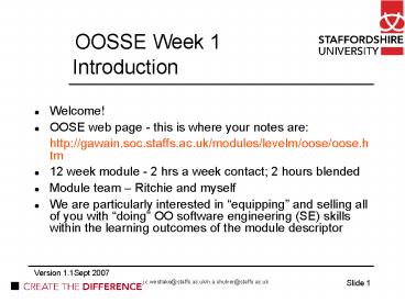 OOSE web page this is where your notes are:
