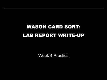 WASON CARD SORT: