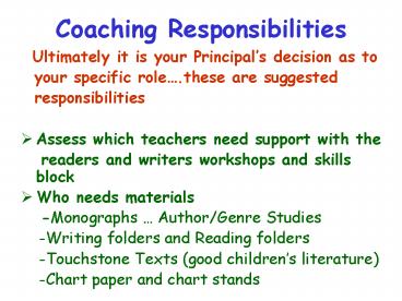 Coaching Responsibilities