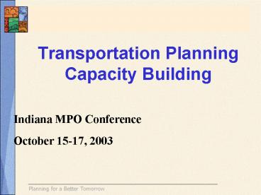 Transportation Planning Capacity Building