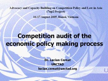 Competition audit of the economic policy making process