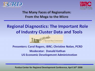 Regional Diagnostics: The Important Role of Industry Cluster Data and Tools