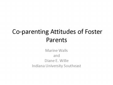 Co-parenting Attitudes of Foster Parents