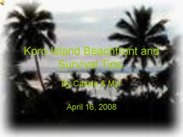 Koro Island Beachfront and Survival Tips'