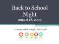 Back to School Night August 18, 2009 PowerPoint PPT Presentation