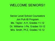 WELCOME SENIORS