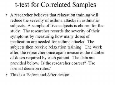 ttest for Correlated Samples