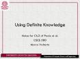Using Definite Knowledge PowerPoint PPT Presentation