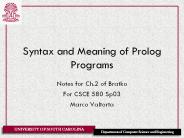Syntax and Meaning of Prolog Programs