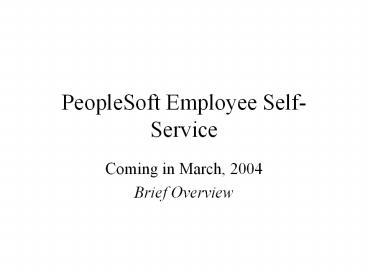PeopleSoft Employee Self-Service