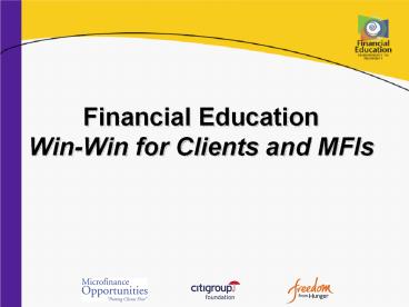Financial Education WinWin for Clients and MFIs