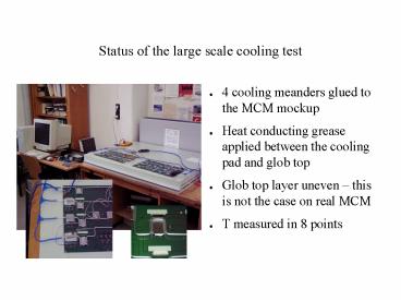 Status of the large scale cooling test