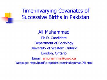 Timeinvarying Covariates of Successive Births in Pakistan
