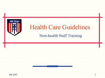 Health Care Guidelines Non-health Staff Training