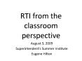 RTI from the classroom perspective PowerPoint PPT Presentation