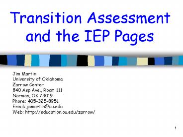 Transition Assessment and the IEP Pages