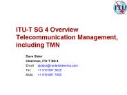 ITU-T SG 4 Overview Telecommunication Management, including TMN